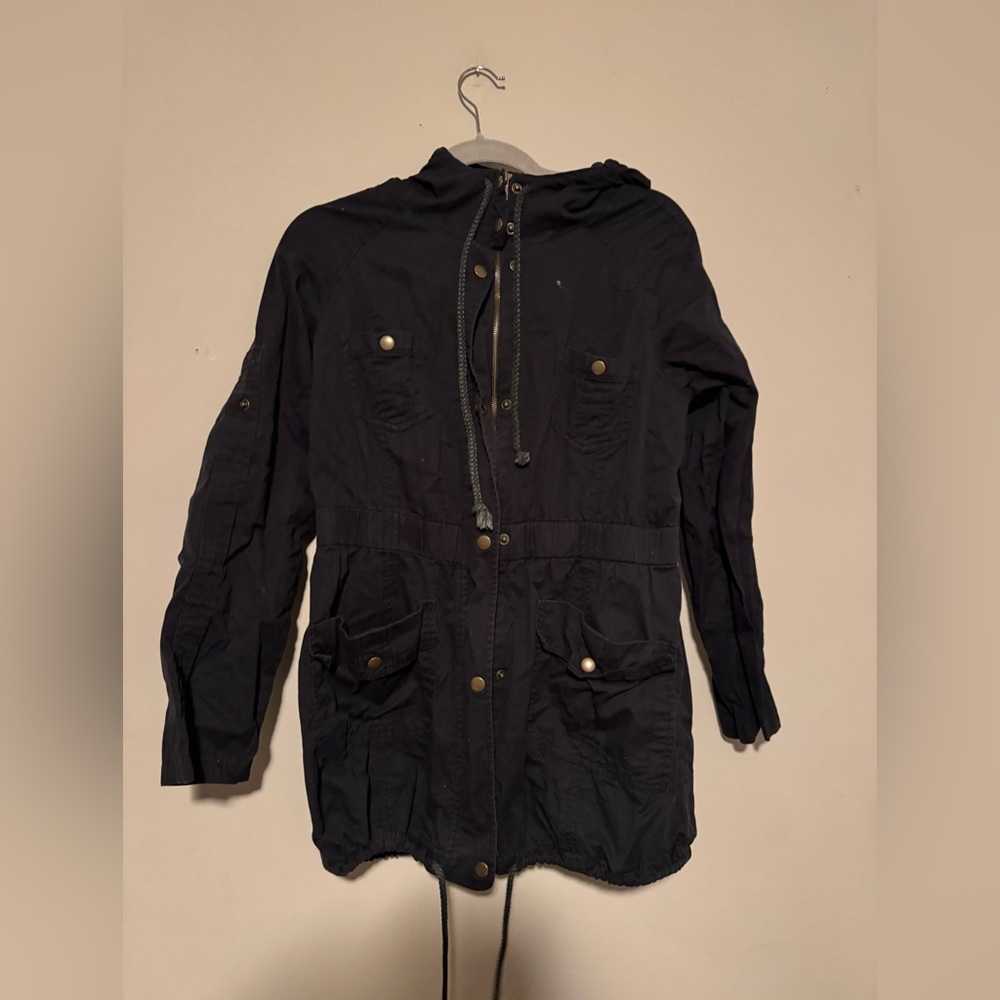 GUC Green Envelope Black Hooded Anorak Cotton Jacket